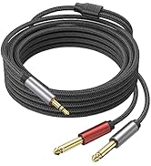 Ubramac 6.6FT 3.5mm 1/8 TRS to Dual 6.35mm 1/4 TS Mono Breakout Cable Y Splitter Stereo Cord Adap...