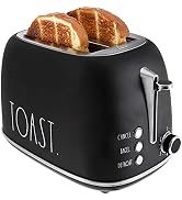 Rae Dunn Retro Rounded Bread Toaster, 2 Slice Stainless Steel Toaster with Removable Crumb Tray, ...