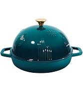Flavehc Bread Oven Cast Iron Bread Dutch Oven with Cloche Lid for Bread Baking Darkcyan Enameled ...
