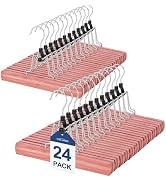 TOPIA HANGER 24 Pack Cedar Pants Hangers, Hair Extension Hangers Non Slip Skirt Hanger Wood Clamp...