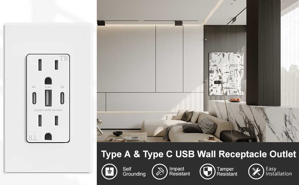 usb c outlet 30w receptacle