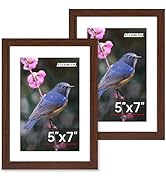 FIXSMITH 5x7 Picture Frame Set of 2, Photo Frame with HD Plexiglass, Display Pictures 4x6 with Ma...