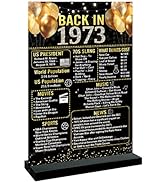Trgowaul 50th Birthday Anniversary Decorations Women Men, Black Gold Back in 1973 Birthday Poster...