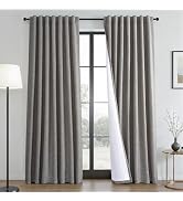 Topfinel Blackout Linen Curtains for Bedroom Living Room 90 Inch Long, Light Blocking & Heat Bloc...