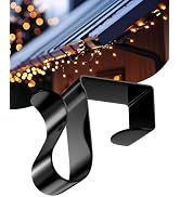 Gutter Clips for Hanging Outdoor Lights: 50 Pcs Metal Black Christmas Light Clips for outside Str...