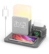 Wireless Charging Station, 3 in 1 Charging Station, Alarm Clock with Wireless Charger, Night Ligh...
