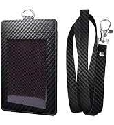 Carbon Fiber ID Badge Holder with Lanyard for Work - Stylish and Durable Badge Holder with Double...