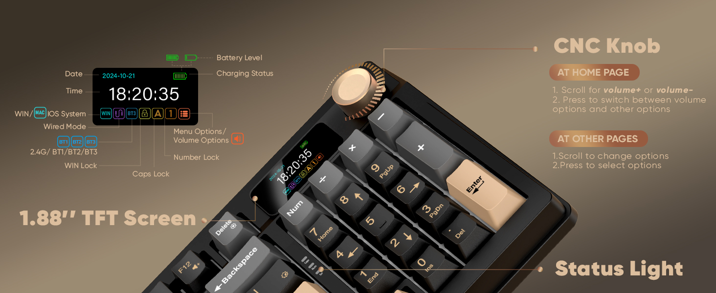 1.88" TFT Screen & CNC Knob