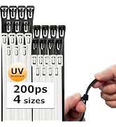 WISLIGHT 200 pcs Heavy Duty 6+8(Small)+8+10 Inchx0.3inch 120 Lbs Tensile Strength,Reusable Releas...