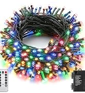 Christmas String Lights Outdoor 33Ft 100 LED Fairy Lights for Indoor Outdoor Waterproof with Remo...