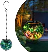VEWOGIFT Solar Hanging Lanterns Outdoor, Waterproof Solar Gazing Ball Lights, Color Changing Led ...