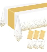 ZHOMA 6 Pack Rectangle Plastic Dot Tablecloth Set, 54 X 108 Inch Plastic Table Cover, 12 x 108 In...