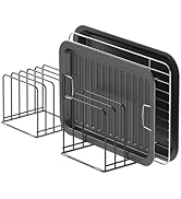 KORRTFID Kitchen Cabinet Organizer, Steel Cookware Holder, Divided Holder with 5 Slots for Skille...
