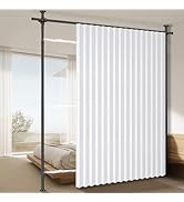 AJAZZ 100% Blackout Room Divider Curtains Sets White W100 x L84 in 1 Panel No Drill Curtain Rods(...
