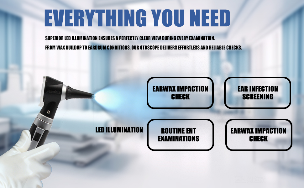 Jeashia LED Otoscope: For earwax checks, infection screening & ENT exams.