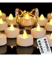 merrynights Remote Candles, 12PCS Flameless Tea Lights Candle Battery Operated with Timer, 400+Ho...