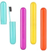 4 Pack Toothbrush Cases Travel Toothbrush Holder Portable Toothbrush Container Case Plastic Tooth...