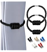 BEL AVENIR Magnetic Jute Curtain Tiebacks, Decorative Drapery Holdbacks Bohemian Style Woven Tie-...