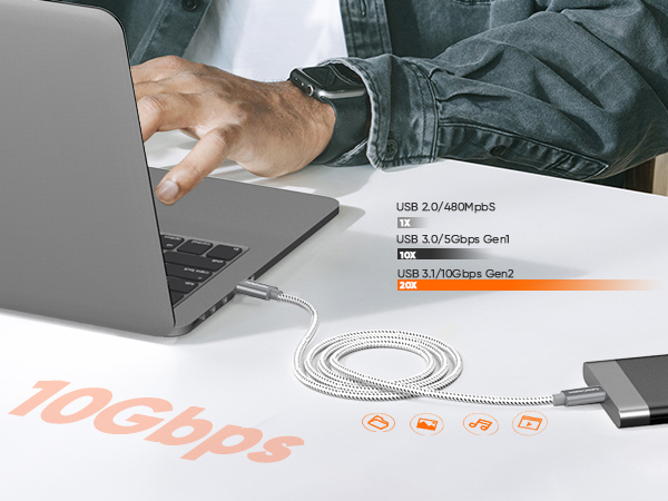 10Gbps USB C Data cable