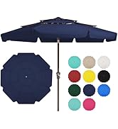 JEAREY 3-Tier 9 FT Patio Umbrellas Outdoor Table Umbrella with Push Button Market Umbrella 8 Stur...