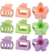 3 Styles Medium Hair Clips for Women 9 Pcs Small Claw Clips for Thin Hair Flower Hair Clips for T...