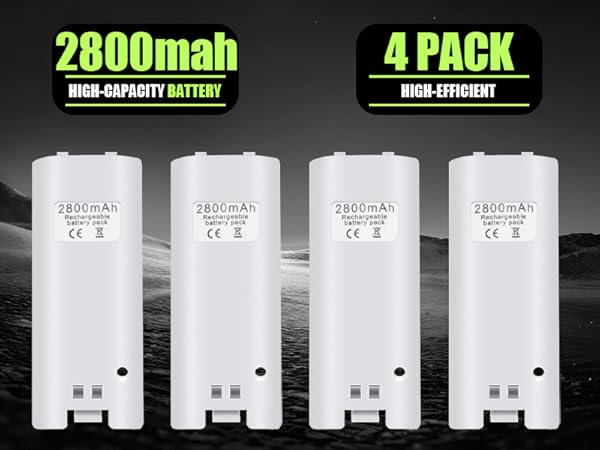 2800mAh battery pack compatible with wii u controller