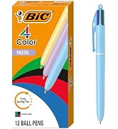 BIC 4 Color Pastel Ballpoint Pen with 1.0 mm Medium Point, Retractable, 12-Count Pack in Assorted...