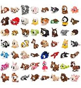 ZHFUYS 60Pcs 3D Printed Animal Figurines Flexible Fidget Toys Party Favors | Random Collectible A...