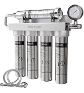 Vortopt Under Sink Water Purifier System, U2 Stainless Steel Water Filter | With Pressure Gauge, ...