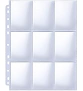 HERKKA Trading Card Sleeve Pages, 100 Pack 9 Pocket Album Pages 11 Holes Fit 3 Ring Binder