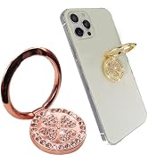 Meroqeel 2 Pack Phone Grip Holder Adhesive, 4-Leaf Clover with Bling Diamond Thin Smartphone Fing...