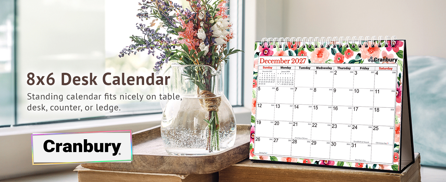 8x6 Small Desk Calendar, Mini Monthly Planner for Desk, School, Teacher, or Office