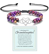 ZenVib For Granddaughter - For You Are Always In Mine Beads Bracelet, Double Layer Natural Stone ...