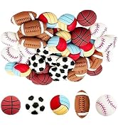 Tnyvm 50Pcs Resin Flatback Sport Ball Charms, Basketball, Football, Volleyball, Rugby, Baseball E...