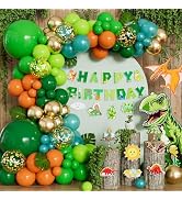 Dinosaur Balloon Arch Garland Kit, 144PCS Dinosaur Birthday Party Decorations with Dino Banner & ...