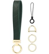 WEESMILE Leather Wristlet Keychain, Car Wrist Key Chain Bracelet with 2 Key Rings & D Ring, Cute ...