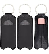 CALFOVERA 3PCS Black PU Leather Lipstick Organizer Case for Purse Mini Portable Lip Balm Sleeve K...