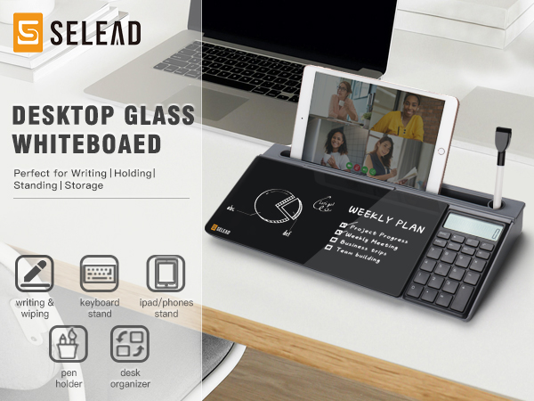 black glass board calculator