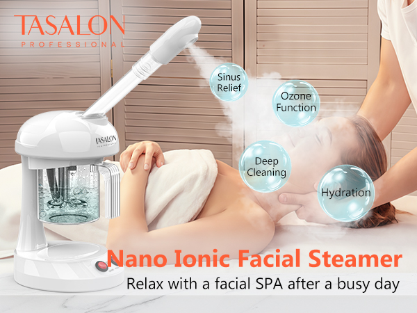 Ozone Facial Steamer - TASALON Face Steamer for Facial, Facial Steamer with Removable Water Cup,