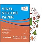60 Sheets Premium Printable Vinyl Sticker Paper Clear - 8.5x11" for Inkjet Printers, Waterproof T...