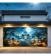 Tarklanda 7 x 16 Ft Halloween Garage Door Cover Banner Decorations | Spooky Skeleton Bat Backgrou...