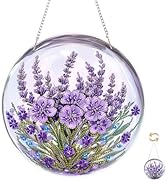 Eiflow DIY Hanging Diamond Art Kit Purple Flower, Acrylic Diamonds Painting Pendant Board Kit, 5D...