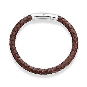 Braided Leather Bracelet 6mm Brown