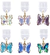 CREATCABIN 6 PCs Butterfly Dust Plug Charm Type C USB Mini Plug Charm Charging Port Compatible wi...
