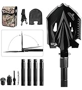 Zune Lotoo Tactical Shovel Survival Tool, 18 in 1 Small Camping Shovel Folding Multitool Compact ...