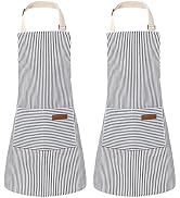 XLSXEXCL 2 Pack Stripes Kids Apron, Kids Cooking Aprons with 2 Pockets, Cute Aprons for Cooking f...