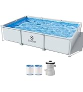 SLOOSH Rectangular Above Ground Pool - 10ft x 6.8ft x 26inch Outdoor Frame Above Ground Swimming ...