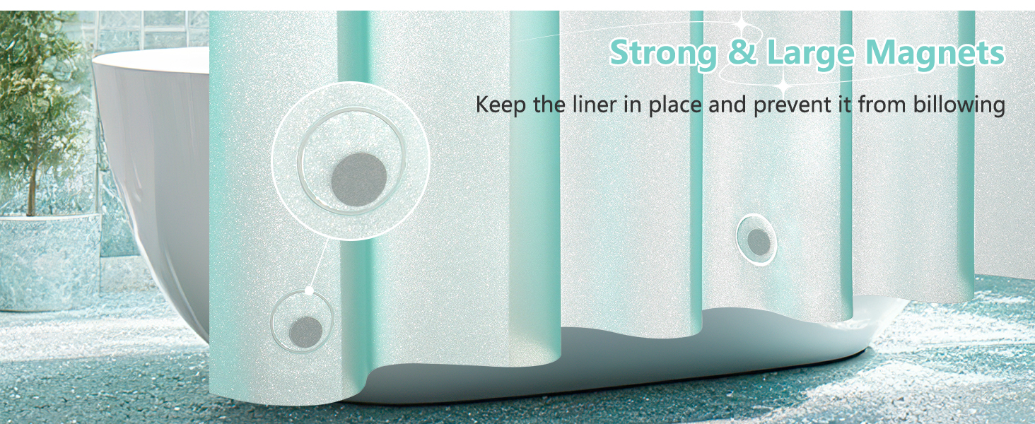 Seenus Bathroom Waterproof Sparkle PEVA Shower Curtain Liner Seafoam Green Blingbling