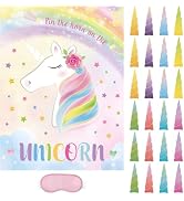 WERNNSAI Pin The Horn On The Unicorn - Unicorn Birthday Decorations 21'' X 28'' Birthday Party Ga...
