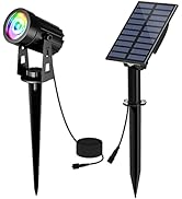 T-SUN RGB Solar Spotlights, Color Changing Solar Landscape Spotlights Auto ON/Off Solar Lights fo...